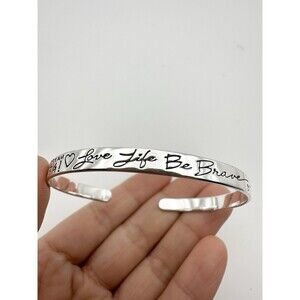 Designer LA Rocks 925 Sterling Silver Inspirational Sayings Cuff Bracelet 6.5”